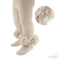 GT62-BE: Beige Frilly Tights (NB-12 Months)